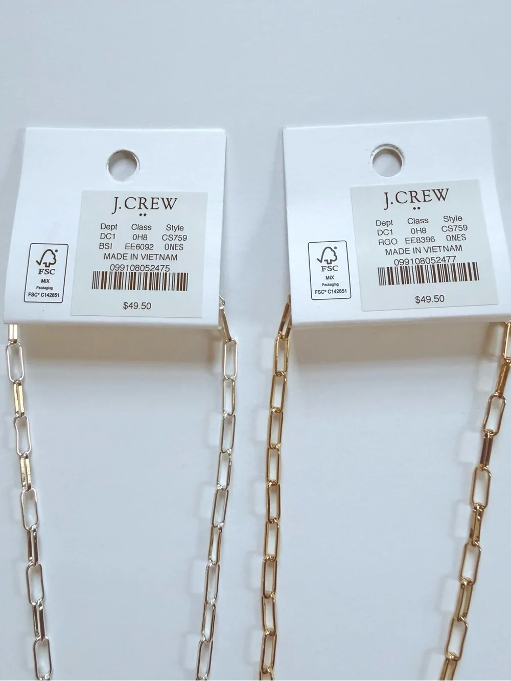 NWT BUNDLE - J.Crew Paperclip Chain Necklace Bundle Gold & Silver